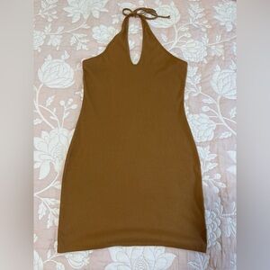 Wild Fable Brown Backless Halter Dress